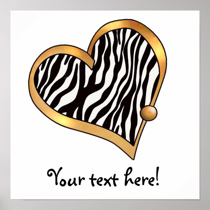 Ribbon Heart 11 Zebra Stripes Posters