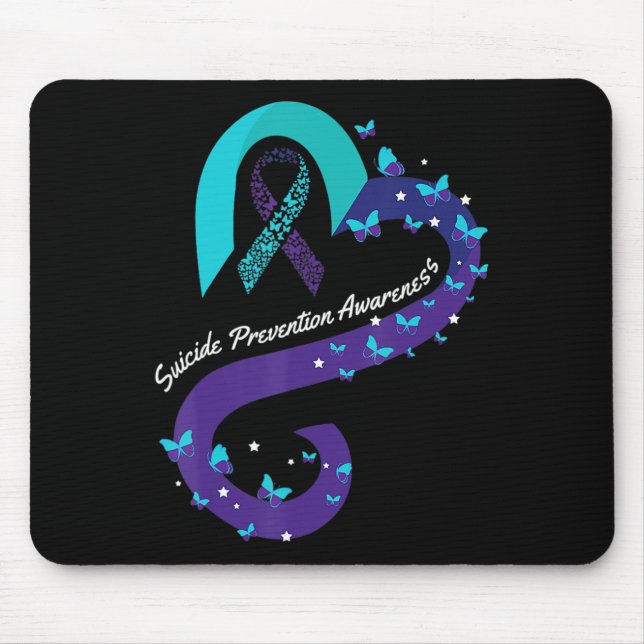 Ribbon Heart Butterfly Suicide Awareness Mental He Mouse Pad (Front)