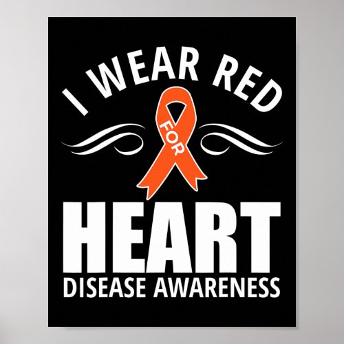 Ribbon Heart Disease Awareness Gift 1  Poster