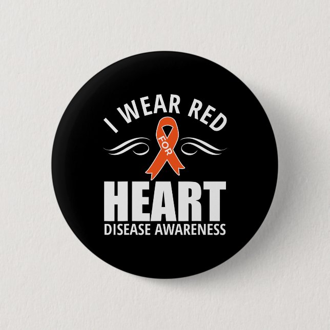 Ribbon Heart Disease Awareness Gift  Button (Front)