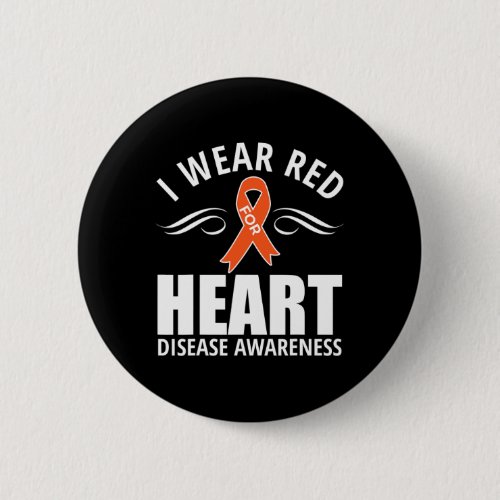 Ribbon Heart Disease Awareness Gift  Button