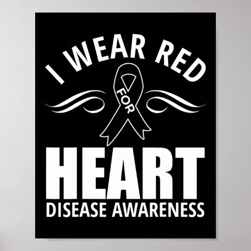 Ribbon Heart Disease Awareness Gift  Poster