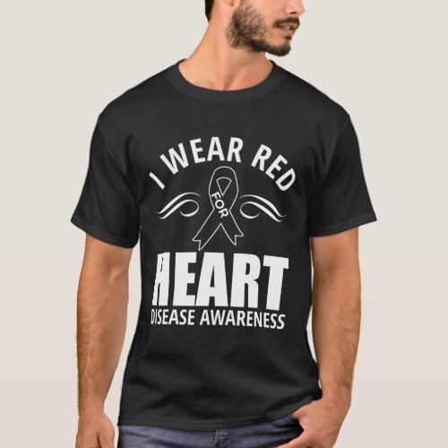 Ribbon Heart Disease Awareness Gift  T_Shirt