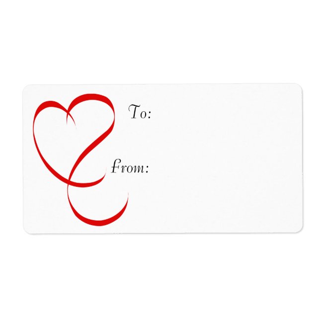 Ribbon Heart Gift Tag Labels (Front)