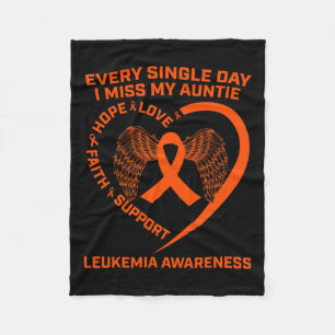 Ribbon Heart Leukemia Awareness In Memory Of Aunti Fleece Blanket