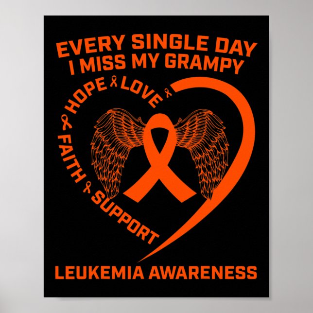 Ribbon Heart Leukemia Awareness In Memory Of Gramp Poster (Front)