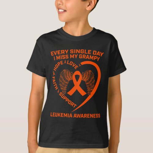 Ribbon Heart Leukemia Awareness In Memory Of Gramp T_Shirt