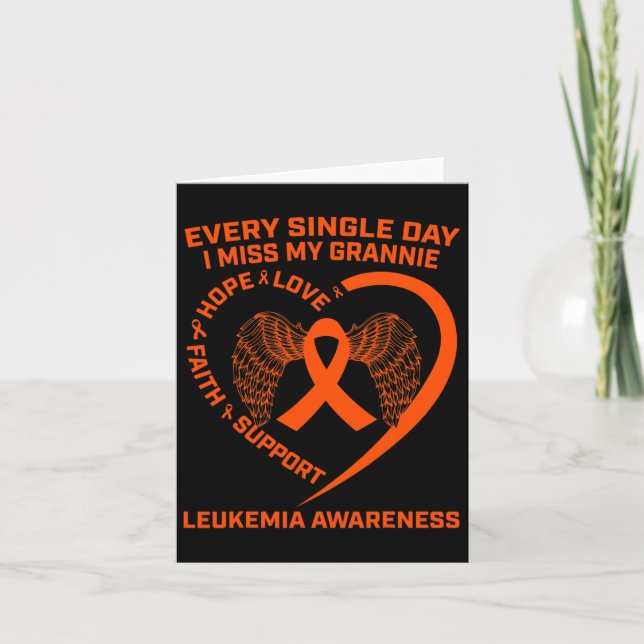 Ribbon Heart Leukemia Awareness In Memory Of Grann Card (Front)