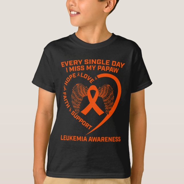 Ribbon Heart Leukemia Awareness In Memory Of My Pa T-Shirt (Front)
