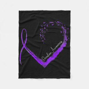 Ribbon Heart Overdose Awareness  Fleece Blanket