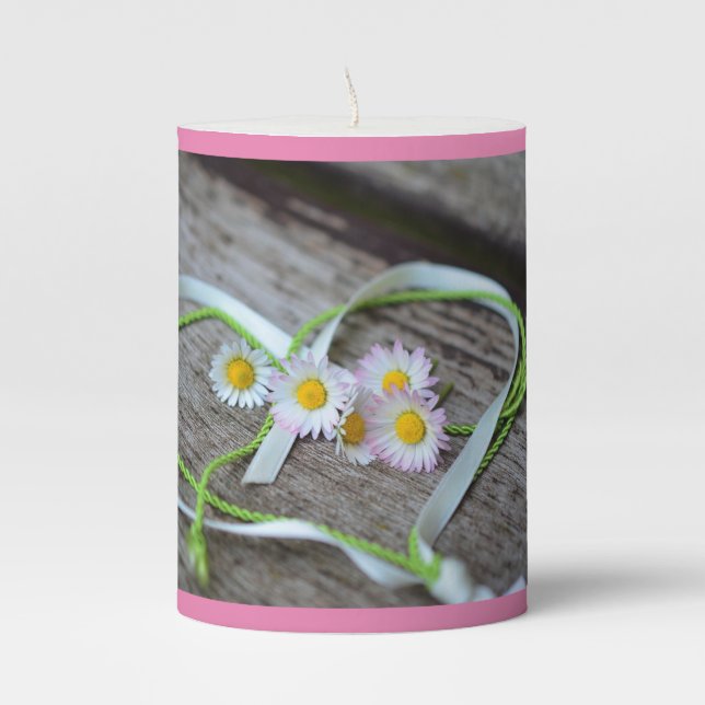 Ribbon Heart Pillar Candle (Front)