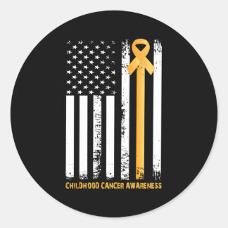 Ribbon In A Flag Childhood Cancer Awareness Classic Round Sticker