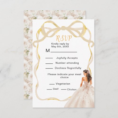 Ribbon Ivory Brown Hair Princess Sweet 16 RSVP