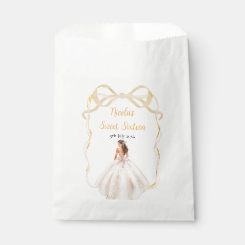 Ribbon Ivory Brown Hair Princess Sweet Sixteen Favor Bag