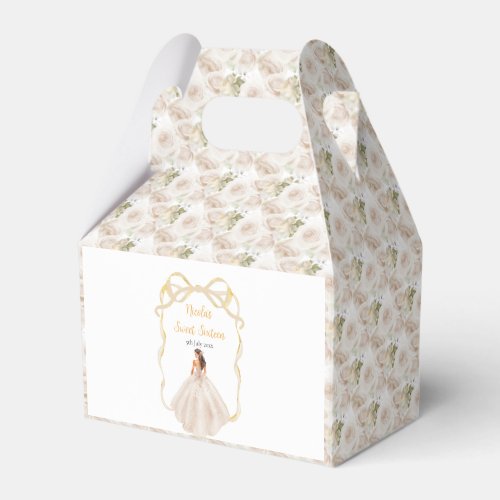 Ribbon Ivory Brown Hair Princess Sweet Sixteen Favor Boxes