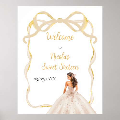 Ribbon Ivory Brown Hair Princess Sweet Sixteen Poster
