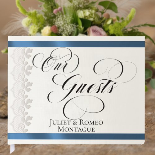 Ribbon & Lace Wedding - Blue Guest Book