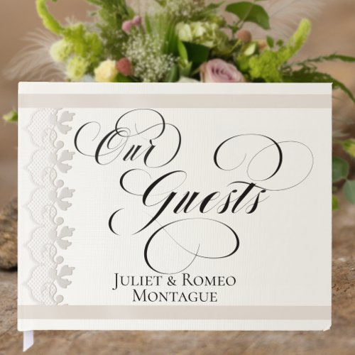 Ribbon & Lace Wedding - Cream Guest Book