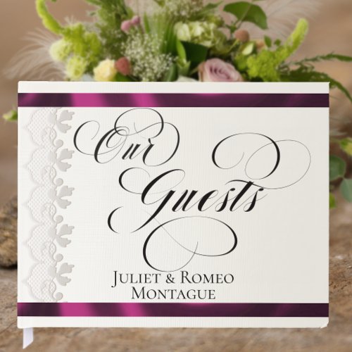 Ribbon & Lace Wedding - Plum Guest Book