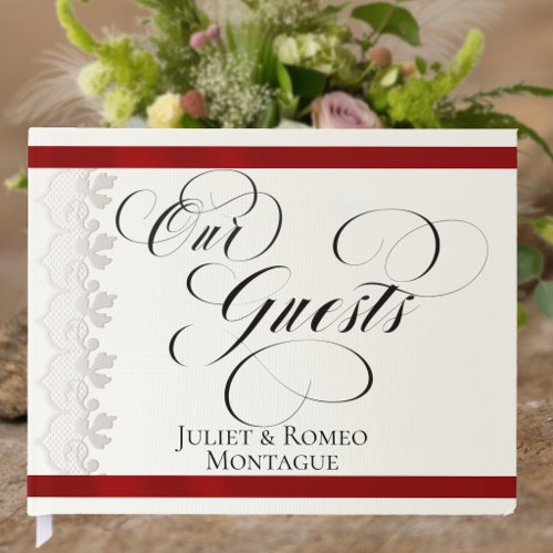 Ribbon & Lace Wedding - Red Guest Book