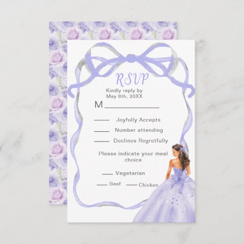 Ribbon Lavender Brown Hair Princess Sweet 16 RSVP
