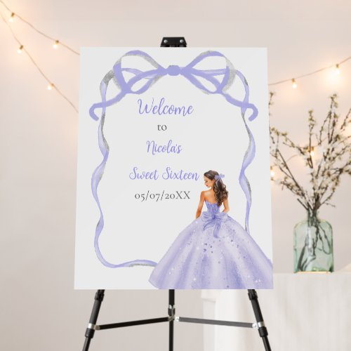 Ribbon Lavender Brown Hair Princess Sweet Sixteen Foam Board