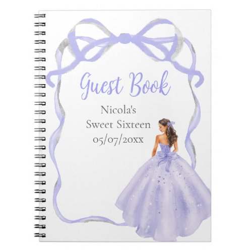 Ribbon Lavender Brown Hair Princess Sweet Sixteen Notebook