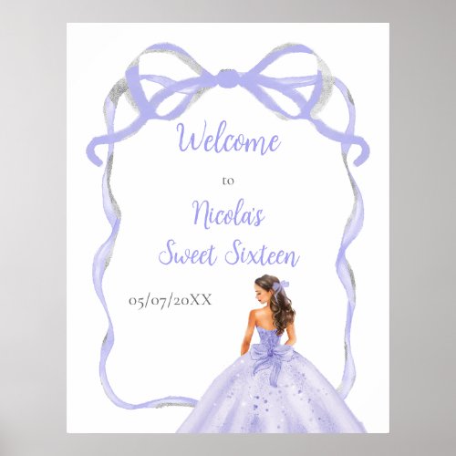 Ribbon Lavender Brown Hair Princess Sweet Sixteen Poster