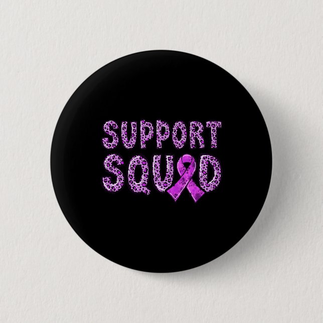 Ribbon Leopard Print Support Squad Overdose 1  Button (Front)