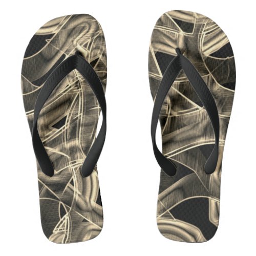 Ribbon_like curves khaki or beige lines in relief flip flops