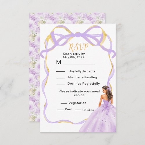 Ribbon Lilac Brown Hair Princess Sweet 16 RSVP