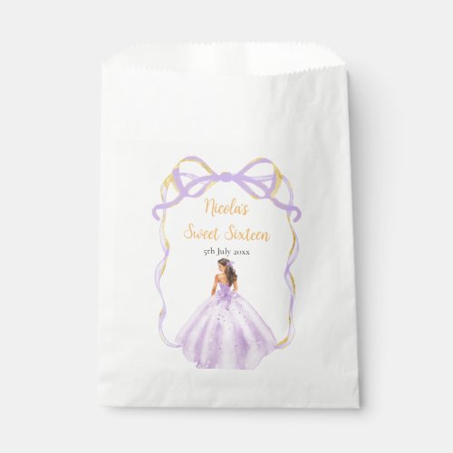 Ribbon Lilac Brown Hair Princess Sweet Sixteen Favor Bag