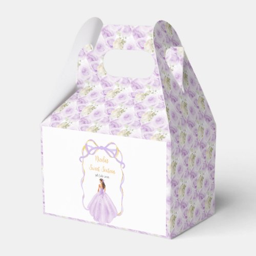 Ribbon Lilac Brown Hair Princess Sweet Sixteen Favor Boxes