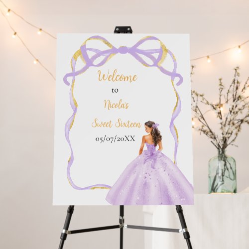 Ribbon Lilac Brown Hair Princess Sweet Sixteen Foam Board