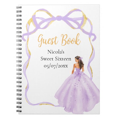 Ribbon Lilac Brown Hair Princess Sweet Sixteen Notebook