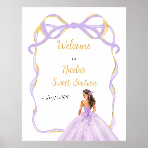 Ribbon Lilac Brown Hair Princess Sweet Sixteen Poster