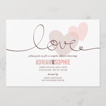 Ribbon Love Sweetheart Couples Shower Party Invite by fatfatin_box at Zazzle