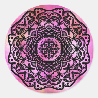 Ribbon Mandala Classic Round Sticker