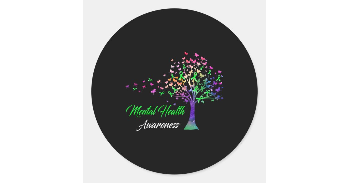 Ribbon Mental Health Awareness Classic Round Sticker | Zazzle