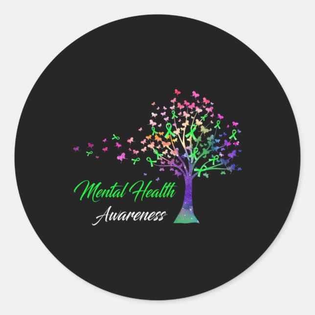 Ribbon Mental Health Awareness  Classic Round Sticker (Front)