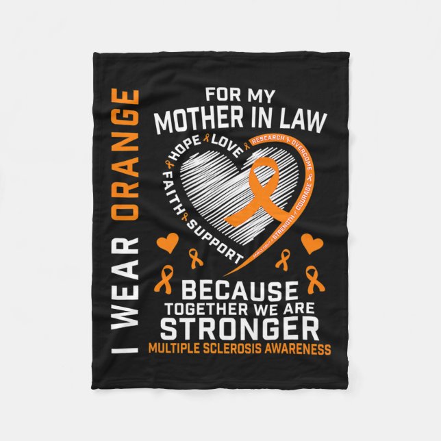 Ribbon Ms Mother In Law Multiple Sclerosis Awarene Fleece Blanket (Front)