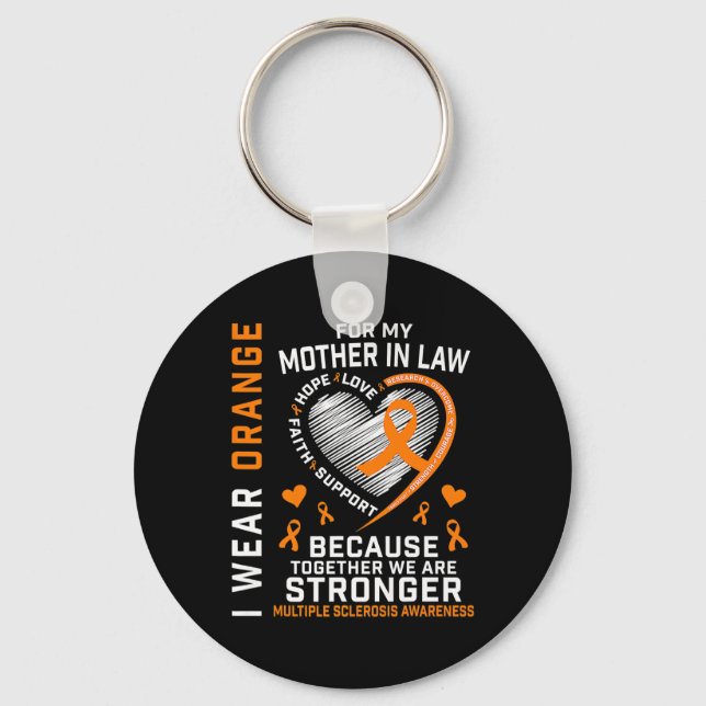 Ribbon Ms Mother In Law Multiple Sclerosis Awarene Keychain (Front)