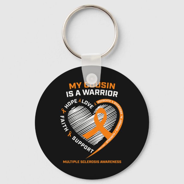 Ribbon Ms Warrior Cousin Multiple Sclerosis Awaren Keychain (Front)