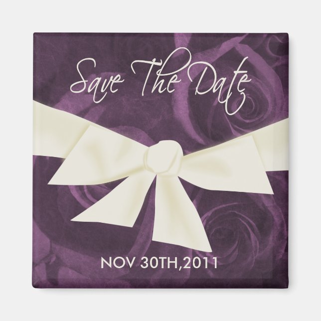 Ribbon n Roses Save the Date Magnet (Front)
