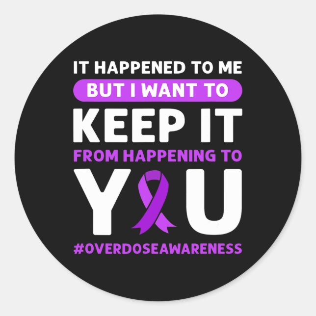 Ribbon. Overdose Awareness 4  Classic Round Sticker (Front)