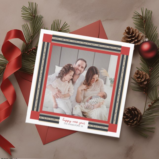 Ribbon Photo Frame Happy New Year Card (Creator Uploaded)