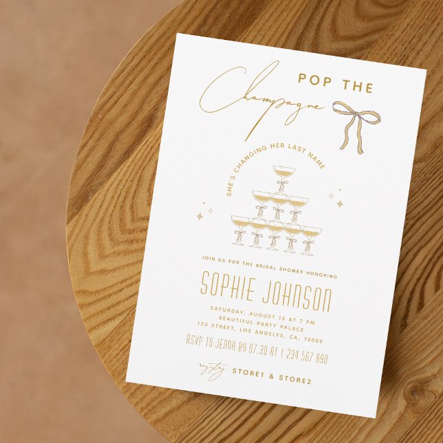 Ribbon Pop the Champagne Tower Bridal Shower Invitation (Creator Uploaded)