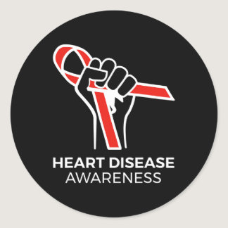 Ribbon Products &amp; Gifts For Heart Disease Awar Classic Round Sticker