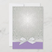 Ribbon Purple/Silver Lace Damask Bridal Shower Invitation (Back)