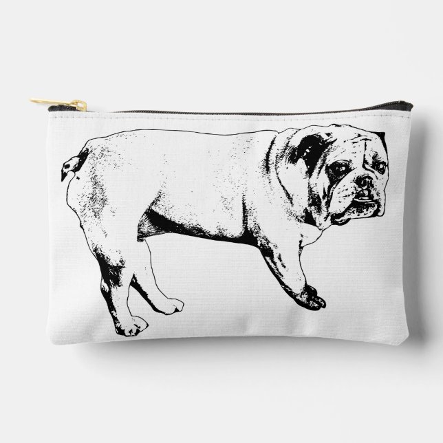 Ribbon-Ready Bulldog Zip Pouch (Front)